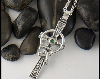Large Celtic Caring Cross in Silver with Birthstone