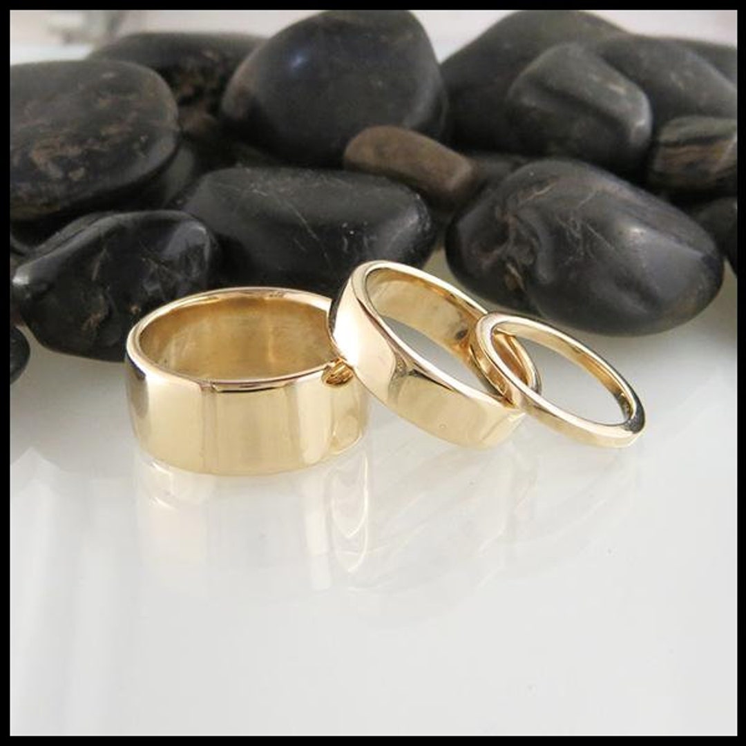 14K Gold Rounded Wedding Band in 10mm, 6mm, or 2.5mm Widths - Etsy