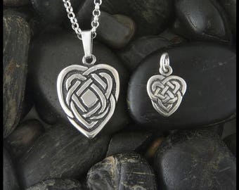 Celtic Maggie's Heart Knot Necklace in 2 Size Options