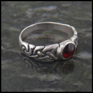 Celtic Ban Tigherna Ring with Moonstone, Amethyst, Garnet, or Connemara Marble in Sterling Silver image 5