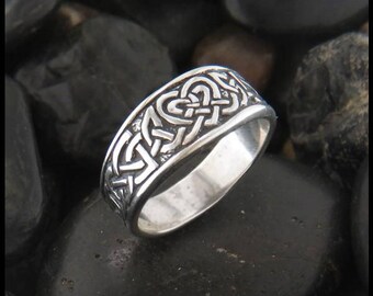 Celtic Heart Knot Ring, Silver Ceol Mo Chridhe - Music of My Heart Ring, Celtic Love Knot Ring