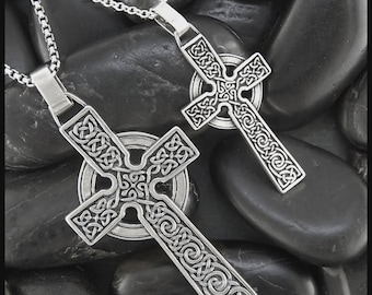 Celtic Adomnan Cross Pendant in Silver, 2 size options