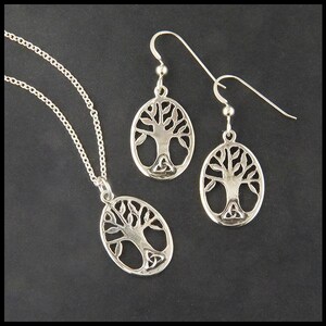 Family Tree Celtic Trinity Pendant and Earring Set