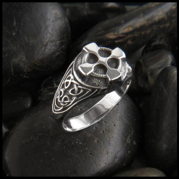 Ornate Celtic Cross Signet Ring in Sterling Silver