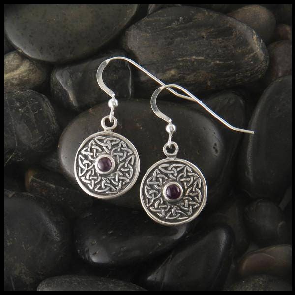 Silver Celtic Wheel of Life Earrings with Garnet Amethyst or | Etsy
