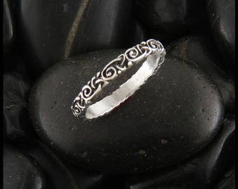 Celtic Trinity Scroll Stacking Ring in Sterling Silver