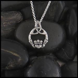 Celtic Trinity Claddagh Pendant in Sterling Silver