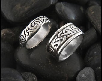 Celtic Knot Band in Sterling Silver, Celtic Trinity Knot Ring, Dal Riada Celtic Ring in 2 Width Options