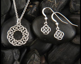 Josephine Knot Pendant and Earring Set in Sterling Silver