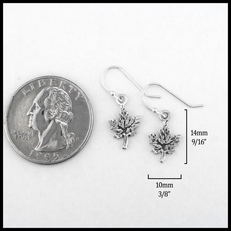 Small Maple Leaf Drop or Threader Earrings image 7