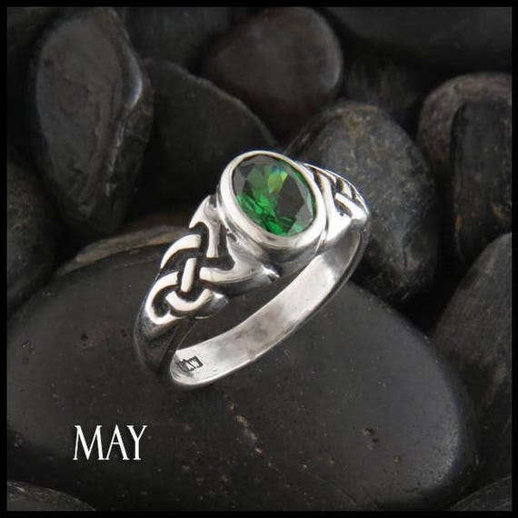 Celtic Knot Birthstone Ring Silver Celtic Gemstone Ring