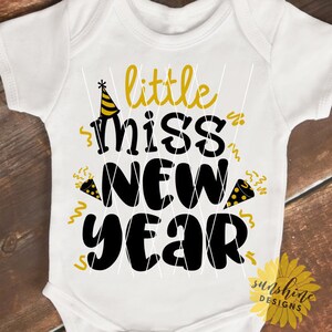 Nochevieja svg, Little Miss Año Nuevo svg, Svg de Año Nuevo, chica svg, svg divertido, camiseta svg, kids svg, kids New Year's svg, 2019 svg