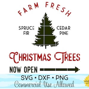 Farm Fresh Christmas Trees SVG, Christmas Tree svg, Red Truck Christmas svg, Vintage Christmas Sign svg, Farm Fresh svg, Farmhouse sign svg
