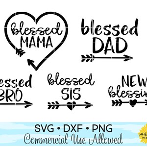Familie Shirts Bundle Svg, gesegneten Familie Svg, wenig Segen Svg, Schwangerschaft Ankündigung neu Segen Svg, gesegnet Schwester Herz Pfeil svg