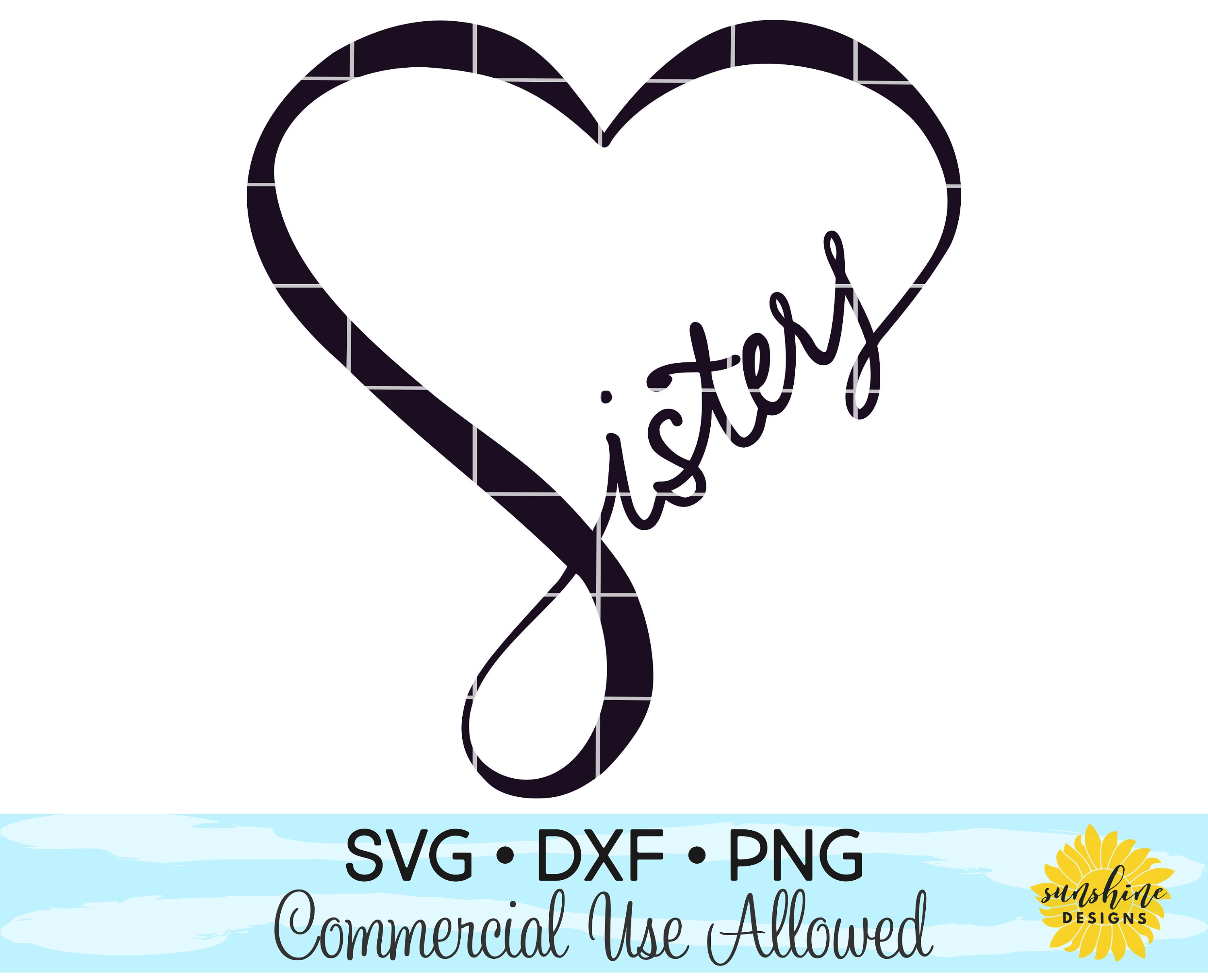Sisters Heart Hand Lettered / Drawn SVG DXF PNG Heart Svg Etsy UK