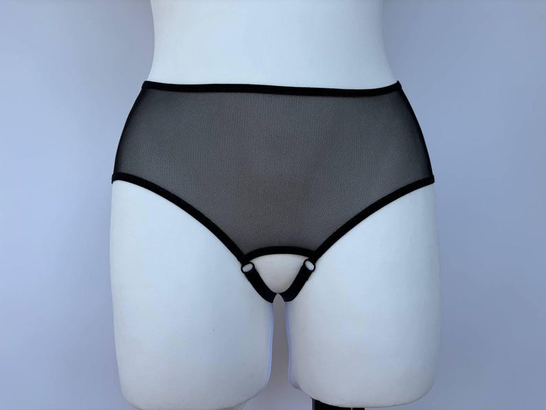 White Sheer Mesh Panties With Open Access for Women, Crotchless Panties