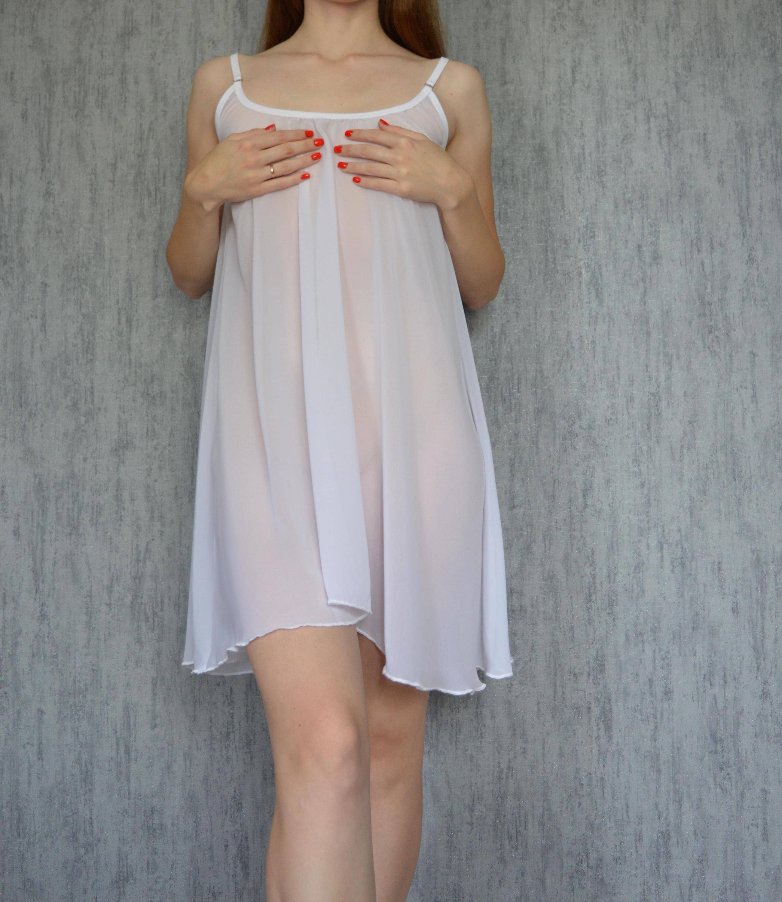 linen dress see through White see-through flowery Calais lace mini dress Maisoncleo