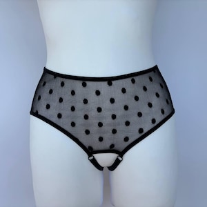 Black sexy panties for women with open access, panties plus size