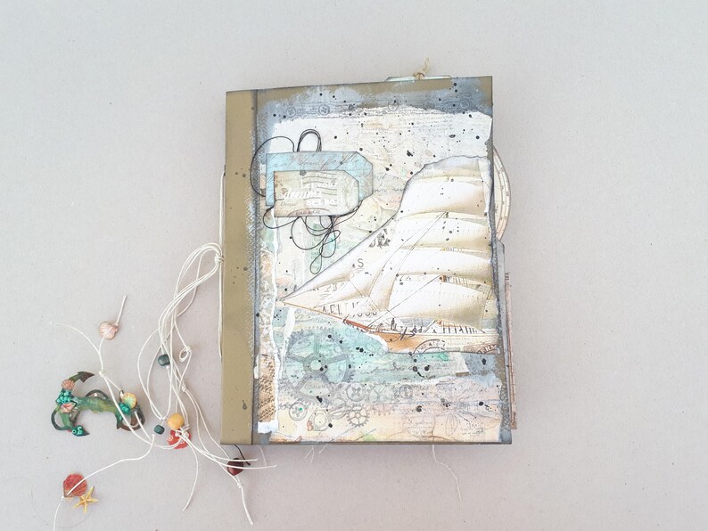 Mixed Media Travel Journal Summer Theme Scrapbook Album Etsy