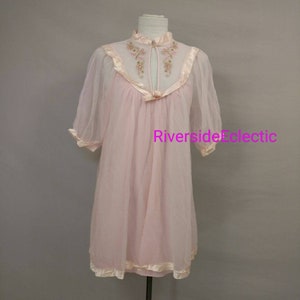 Pink Vintage Sheer Lingerie Robe Short - Etsy 日本