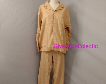 Vintage Pleetwood algodón pajama's cómodo estilo tradicional manga larga hecho en EE.UU. asiento de globo suave franela hombres o unisex