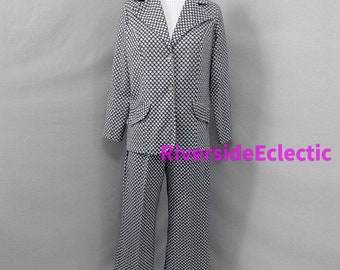 70's Polyester Pant Set Seventies Vintage Leisure Suit Women's USA Made Old Fashioned Fun Cosplay Costume
