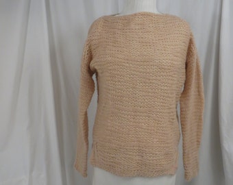 Pull léger Blush avec un peu de Sparkle Italian Mohair Blend Pull Féminin Ouvert Tricot Doux Couleur Rose Sourdine