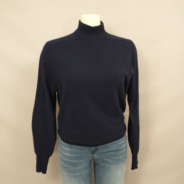 Scottish Cashmere Navy Blue Turtleneck Sweater Long Sleeve 90's Quality 2 ply + Super Soft par Drumohr of Scotland