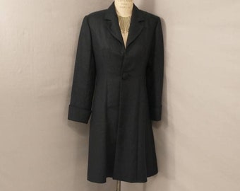 Bespoke Linen Duster Coat Jacket Alyse Lynton Custom High Style Couture OOAK Exceptional Quality Dark Navy Blue