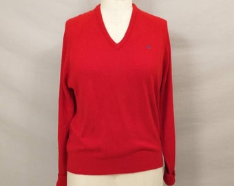 Christian Dior Monsieur Soft Red Pullover Sweater Vintage 90's Acrylic V Neck Classic Preppy Mens or Unisex Sportswear Collegiate Made USA