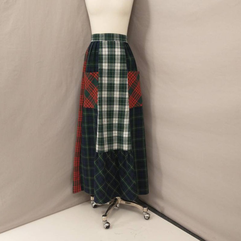 Vintage Asymmetrical Plaid Maxi Skirt main image 0