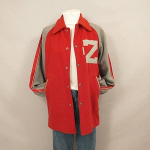 Vintage Red & Gray Wool Varsity Jacket Coat American University Sportswear Classic Unisex Outdoor Sporting 50s possible 40s image 1