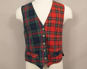 mens red plaid christmas vest