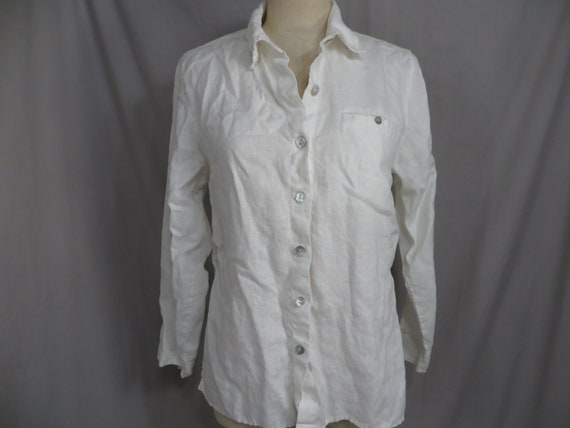 long sleeve white linen shirt