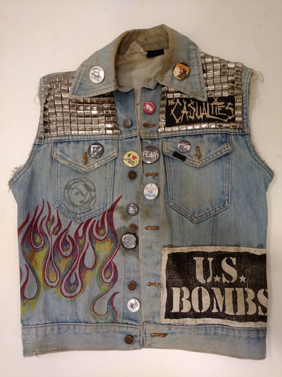 Punk Rock Unique Fan Vest Rock Roll Vintage Denim… - image 7