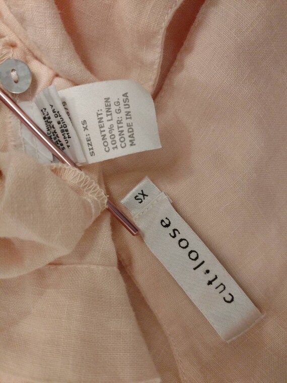 Pale Pink Linen Vintage Blouse 90's Long Sleeve F… - image 8