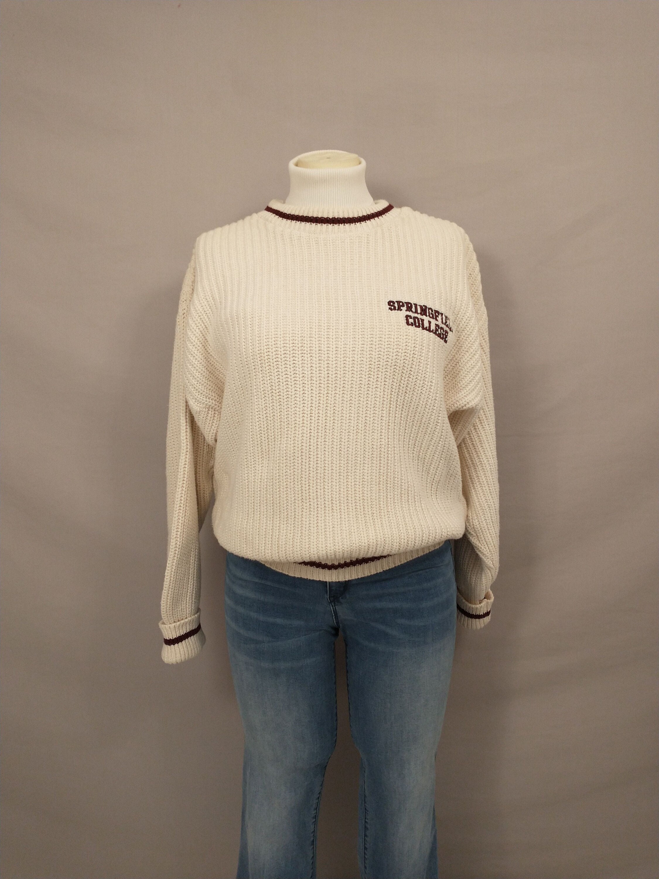 Vintage Springfield College Sweater Classic Crewneck Pullover