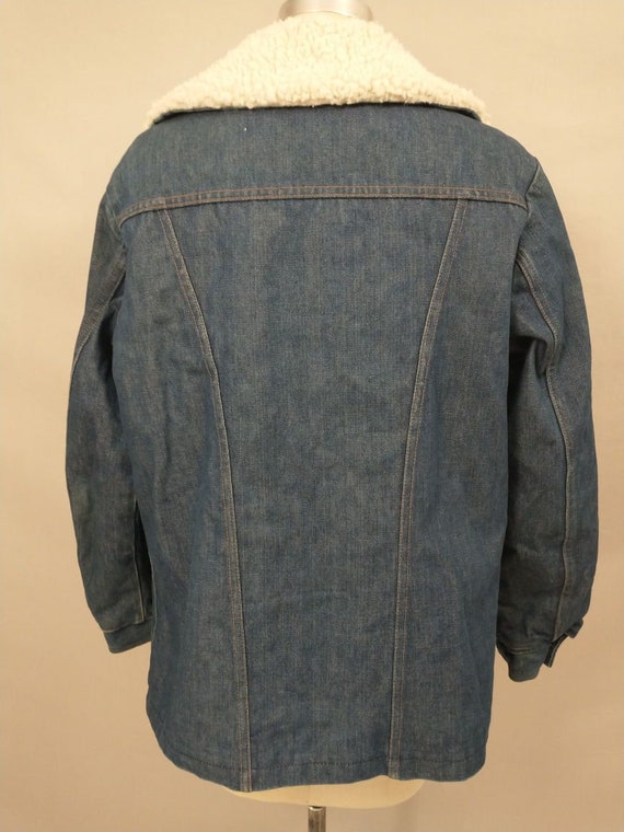 Vintage Denim Chore Jacket Faux Fleece Lined Vint… - image 5