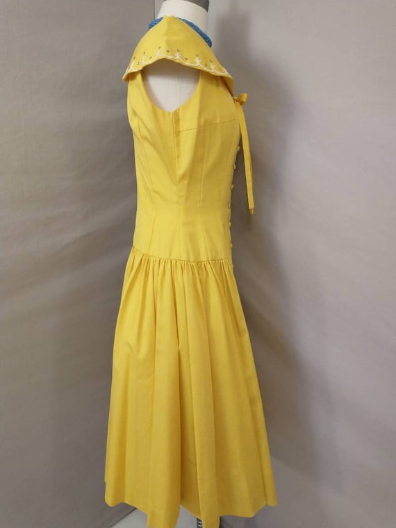 60's Bright Yellow Party Dress Vintage Feminine F… - image 4