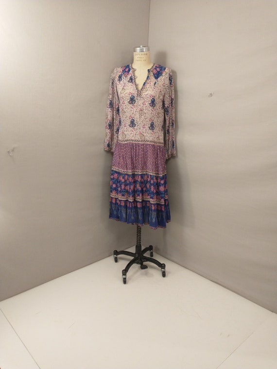 70s Cotton Gauze Vintage Indian Dress Feminine Boh