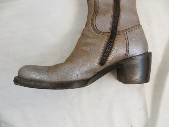 Worn Silver Boots Unusual Surface Italian Leather… - image 7