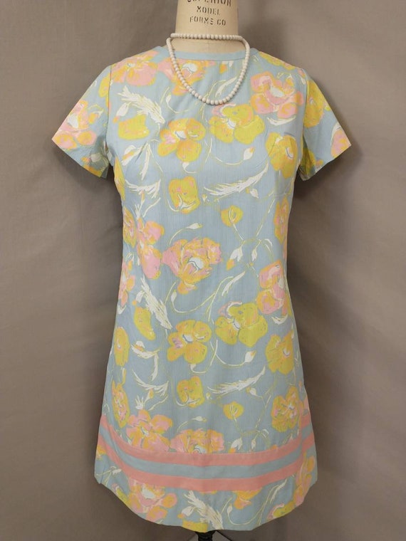 Pastel Floral Sheath Dress Summer Sundress Shift … - image 2
