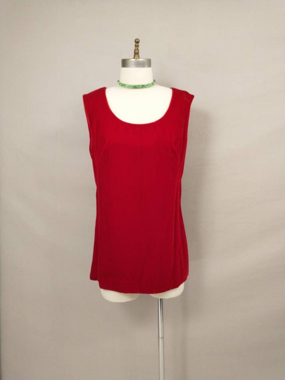 Vintage Red Velvet Top Women's Vintage 60's Femin… - image 1