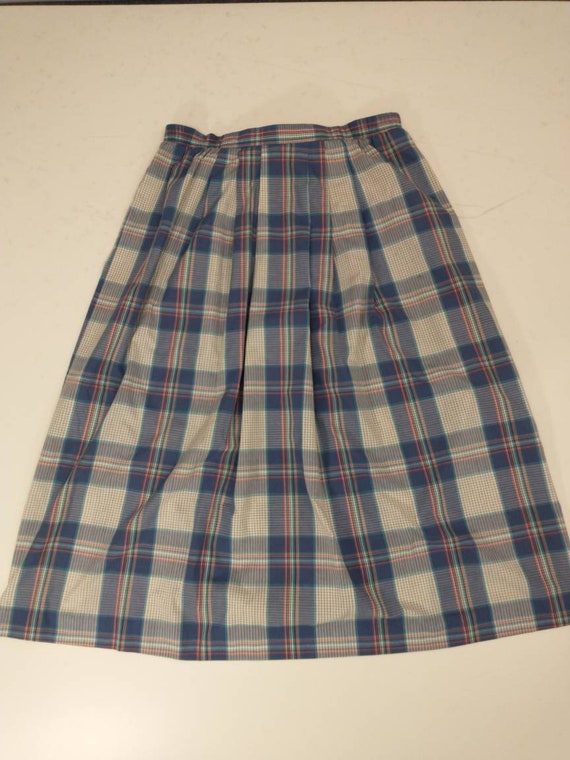 80's Plaid Cotton Set Skirt and Blouse Vintage Ei… - image 7