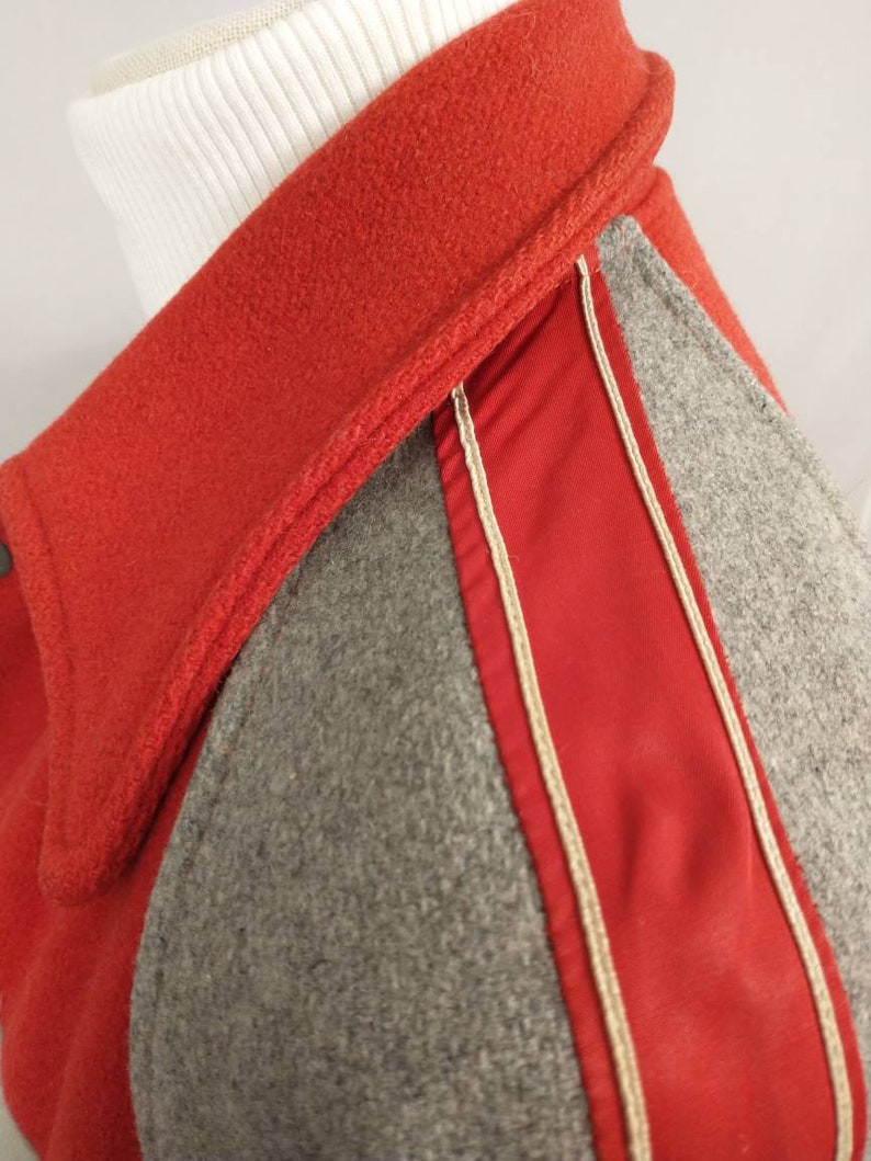 Vintage Red & Gray Wool Varsity Jacket Coat American University Sportswear Classic Unisex Outdoor Sporting 50s possible 40s image 6