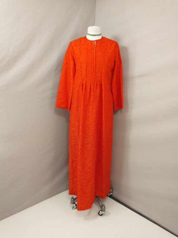Bright Red 70's Hostess Gown by Loungees Vintage E