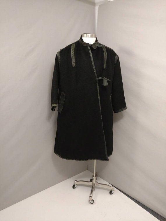 Unique Medieval Black Wool Leather Handmade Unisex