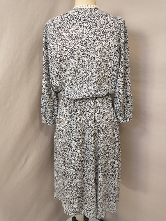 80s Vintage Black White Floral Dress 8