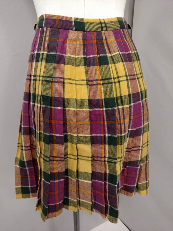 Short Plaid Kilt Wool Pleated Skirt Vintage 80's … - image 1