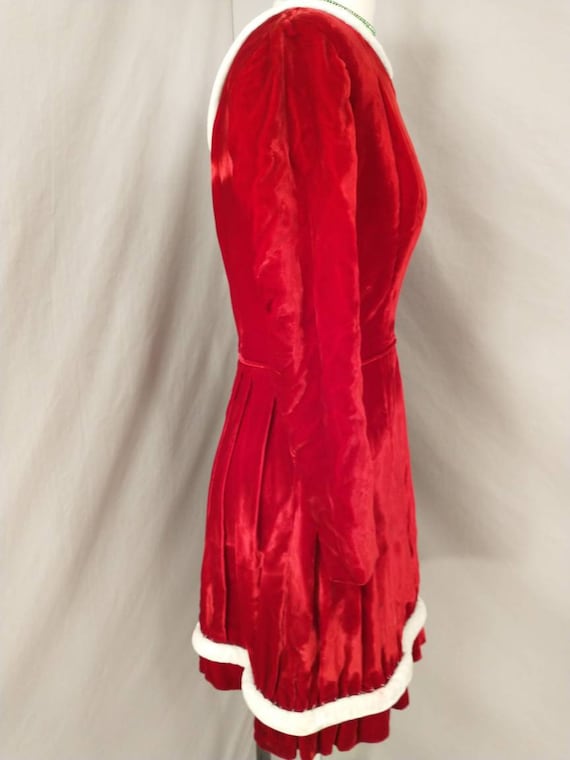 Mrs Claus Vintage Costume Short Dress Red Velvet … - image 4